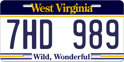 WV license plate 7HD989