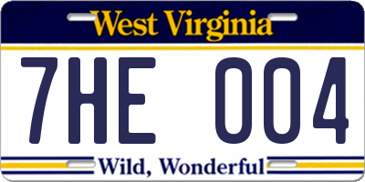 WV license plate 7HE004