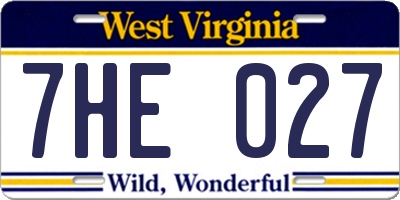 WV license plate 7HE027