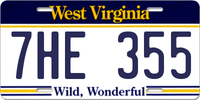 WV license plate 7HE355