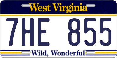 WV license plate 7HE855