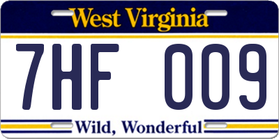 WV license plate 7HF009