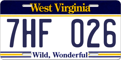 WV license plate 7HF026