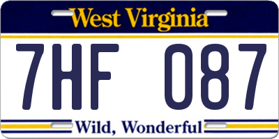 WV license plate 7HF087