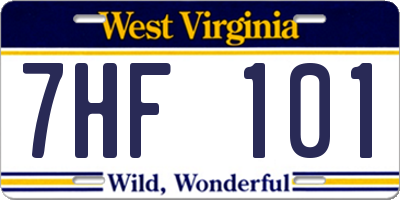 WV license plate 7HF101