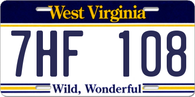 WV license plate 7HF108