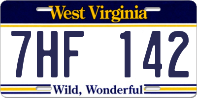 WV license plate 7HF142
