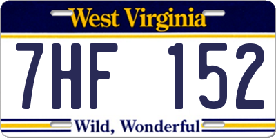 WV license plate 7HF152
