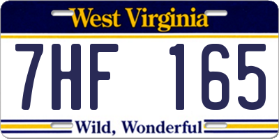 WV license plate 7HF165