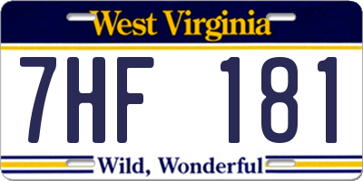 WV license plate 7HF181