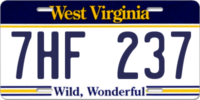 WV license plate 7HF237