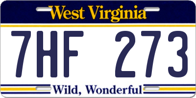 WV license plate 7HF273
