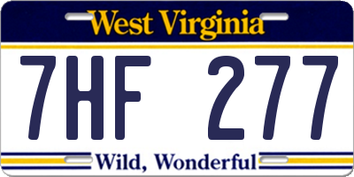 WV license plate 7HF277