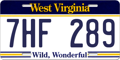 WV license plate 7HF289