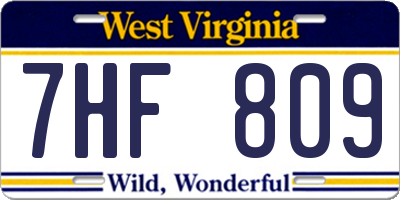 WV license plate 7HF809