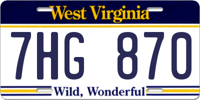 WV license plate 7HG870