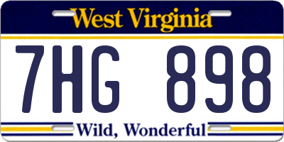 WV license plate 7HG898