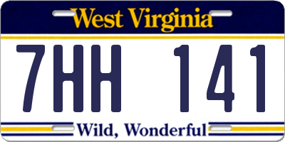 WV license plate 7HH141