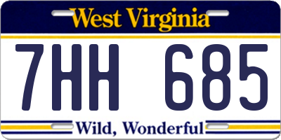 WV license plate 7HH685