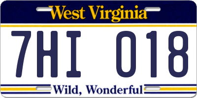 WV license plate 7HI018