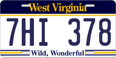 WV license plate 7HI378