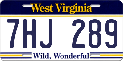 WV license plate 7HJ289