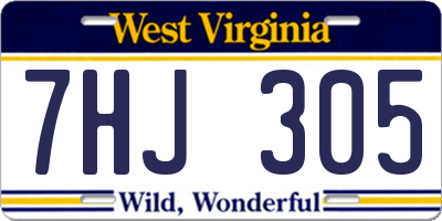WV license plate 7HJ305