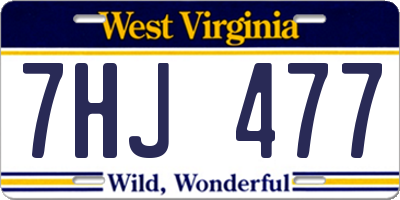 WV license plate 7HJ477