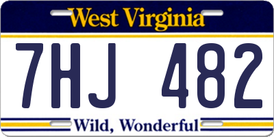 WV license plate 7HJ482