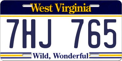 WV license plate 7HJ765