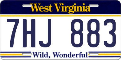 WV license plate 7HJ883