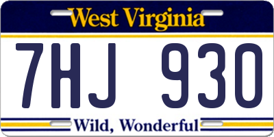 WV license plate 7HJ930