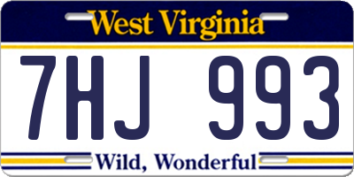 WV license plate 7HJ993