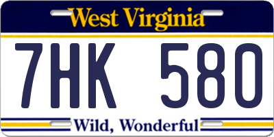 WV license plate 7HK580