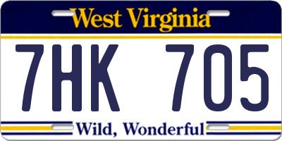WV license plate 7HK705