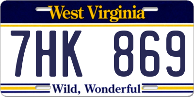 WV license plate 7HK869