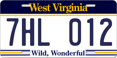 WV license plate 7HL012