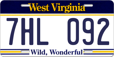 WV license plate 7HL092