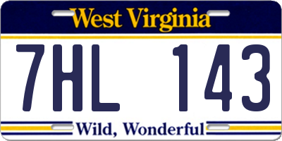 WV license plate 7HL143