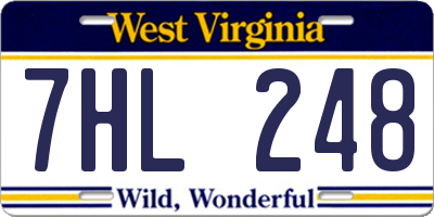 WV license plate 7HL248
