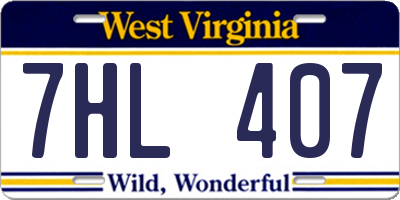 WV license plate 7HL407