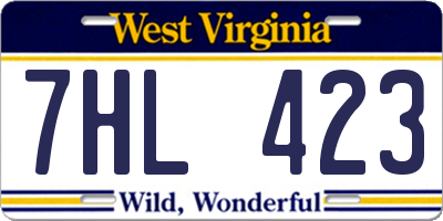 WV license plate 7HL423