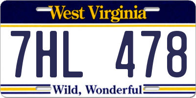 WV license plate 7HL478