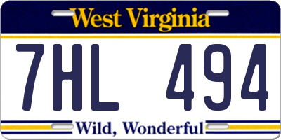 WV license plate 7HL494