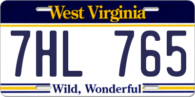 WV license plate 7HL765