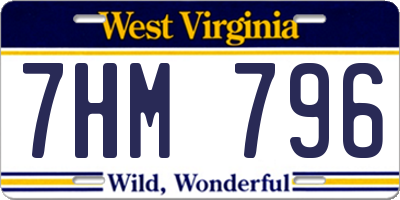 WV license plate 7HM796