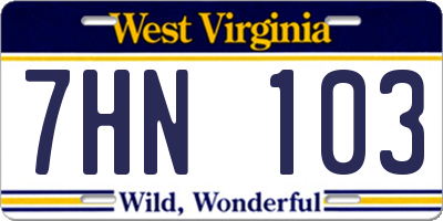 WV license plate 7HN103