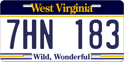 WV license plate 7HN183