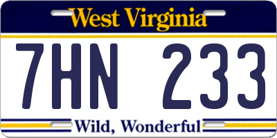 WV license plate 7HN233