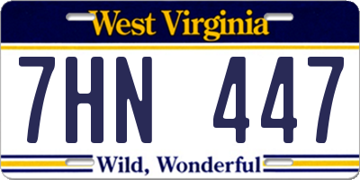WV license plate 7HN447